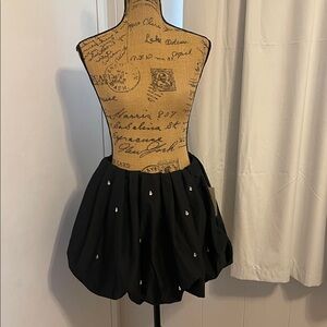 a new day Black Mini Bubble Skirt with Teardrop Embellishments